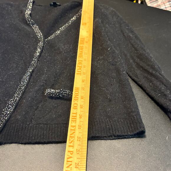 Talbots Black Beaded Trim Cardigan Sweater Women’s Small Elegant Knit - Picture 3 of 6